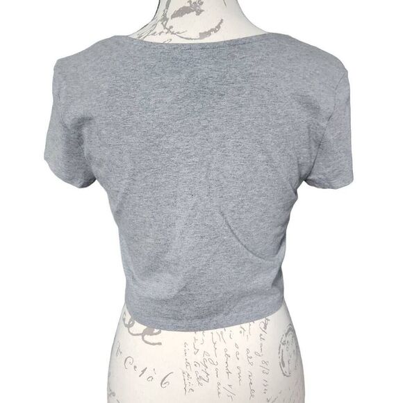 Forever 21 Women's Size Large Gray Black Zip Down Crop Top - Picture 5 of 5